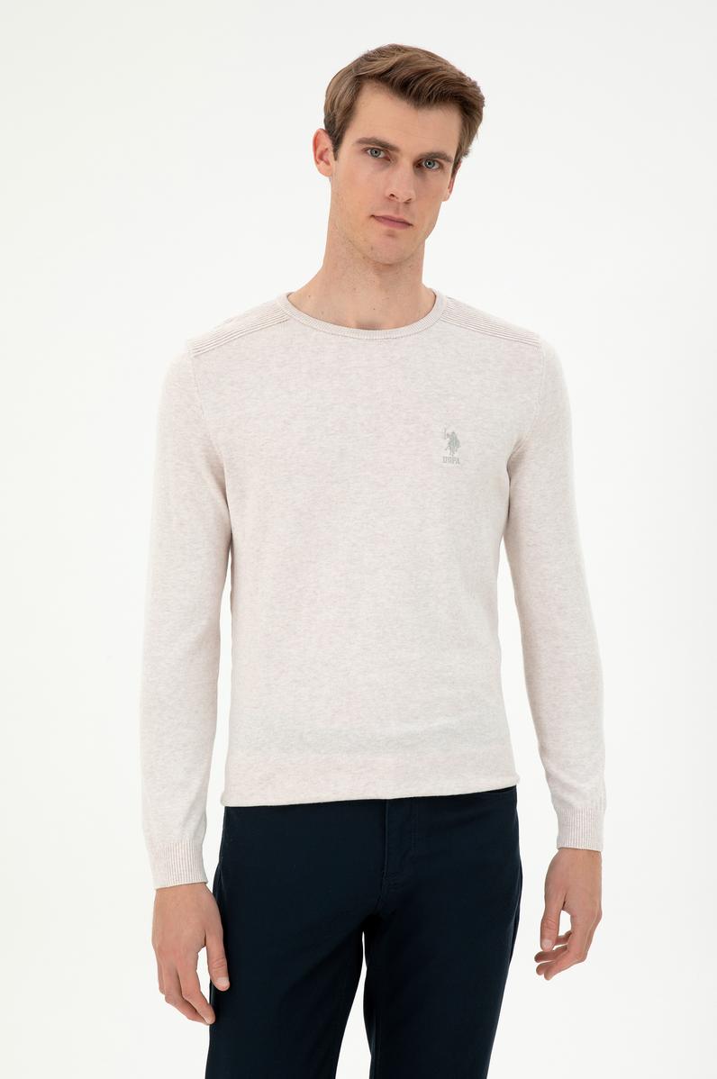 Erkek Slim Fit Bisiklet Yaka Taş Melanj Basic Kazak