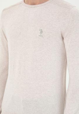 Erkek Slim Fit Bisiklet Yaka Taş Melanj Basic Kazak - 50288888001