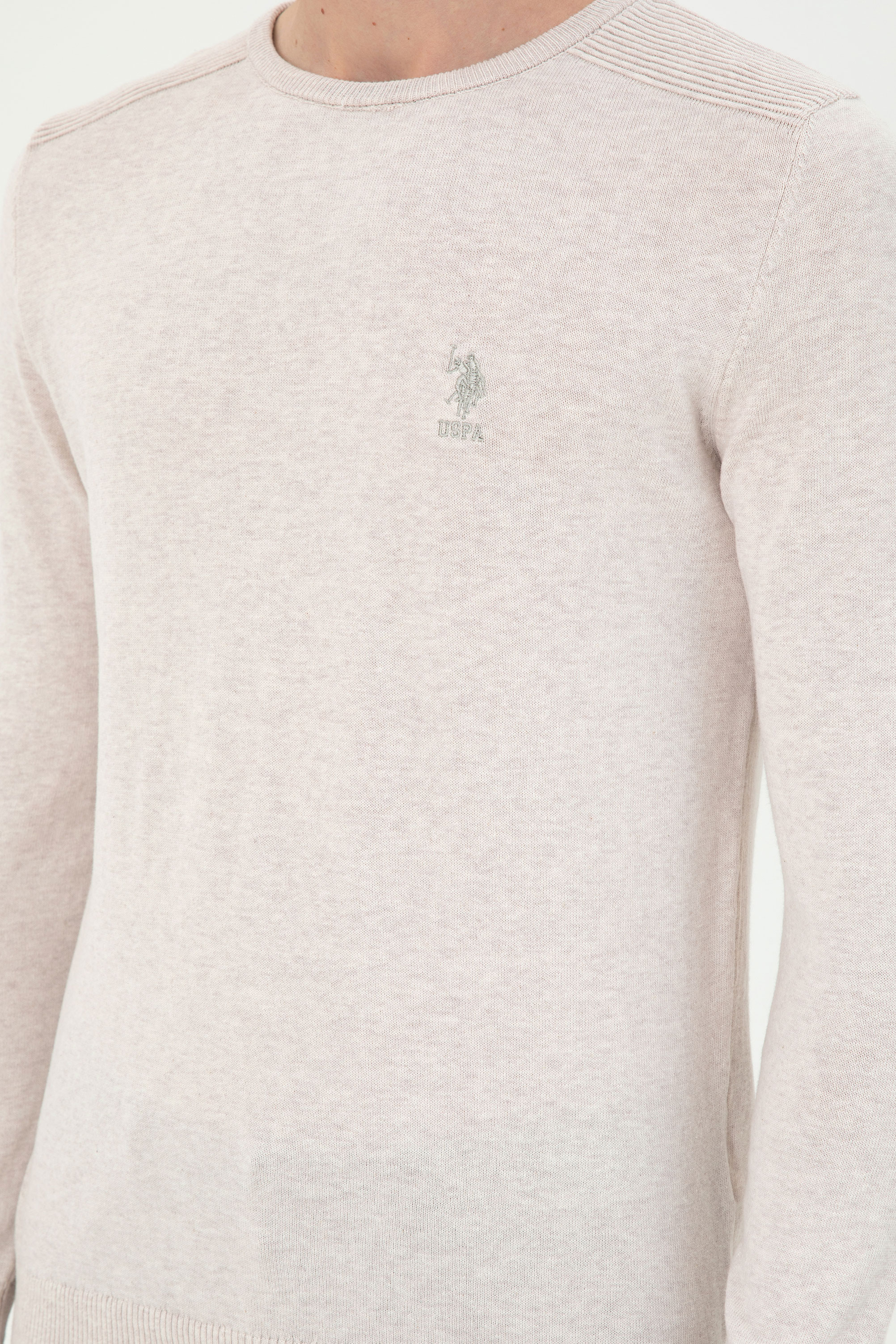 Erkek Slim Fit Bisiklet Yaka Taş Melanj Basic Kazak - Image 7