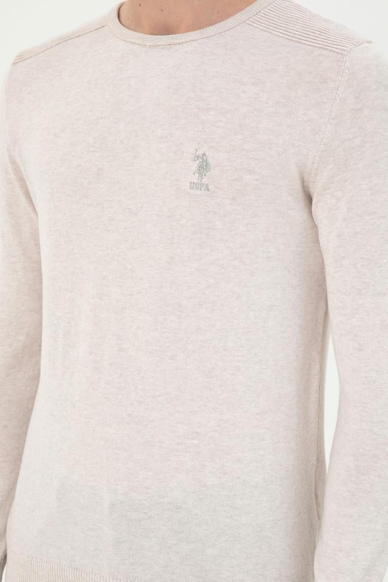 Erkek Slim Fit Bisiklet Yaka Taş Melanj Basic Kazak - 50288888001