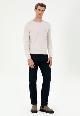 Erkek Slim Fit Bisiklet Yaka Taş Melanj Basic Kazak - 50288888001