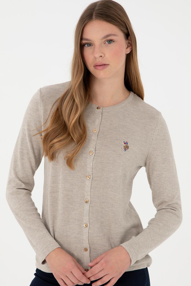 Kadın Taş Melanj Basic Triko Hırka - 50288991038