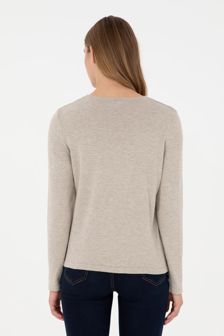 Kadın Taş Melanj Basic Triko Hırka - 50288991038