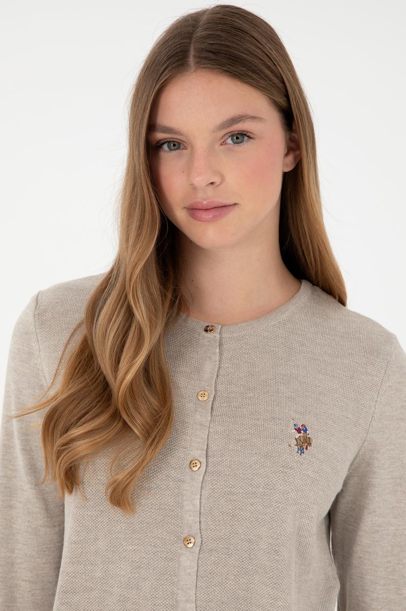 Kadın Taş Melanj Basic Triko Hırka