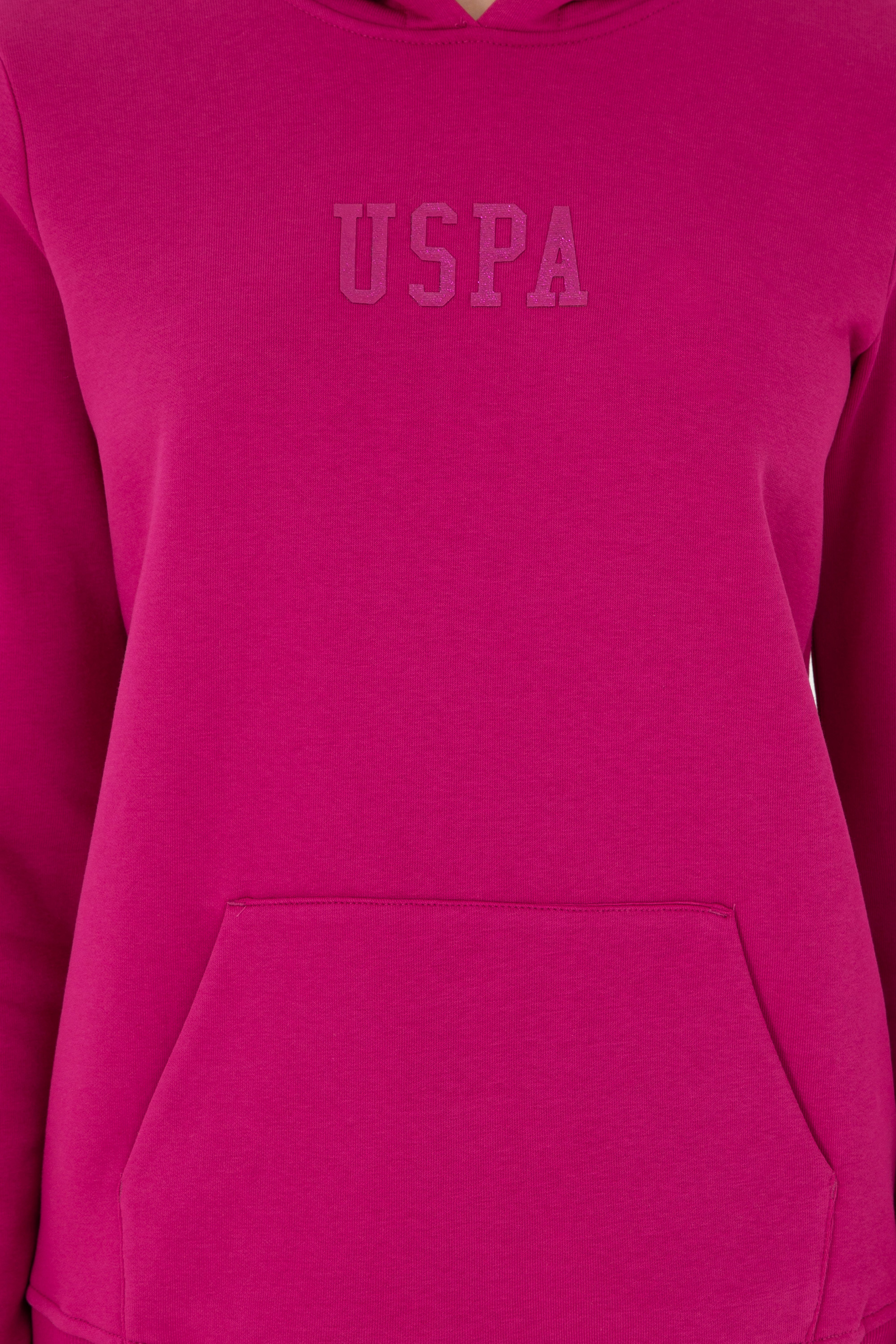 Kadın Fuşya Basic Kapüşonlu Sweatshirt