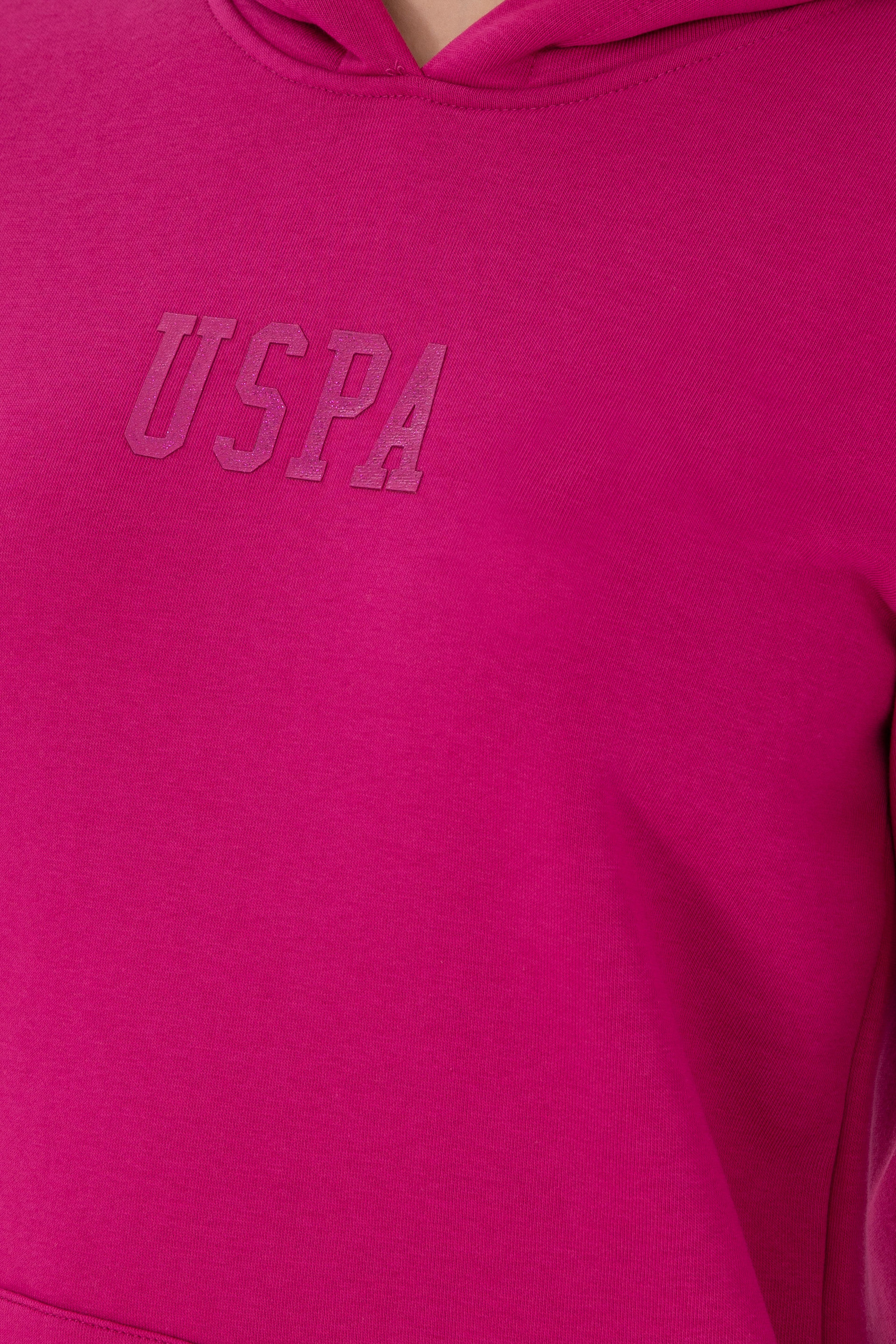Kadın Fuşya Basic Kapüşonlu Sweatshirt - Image 7