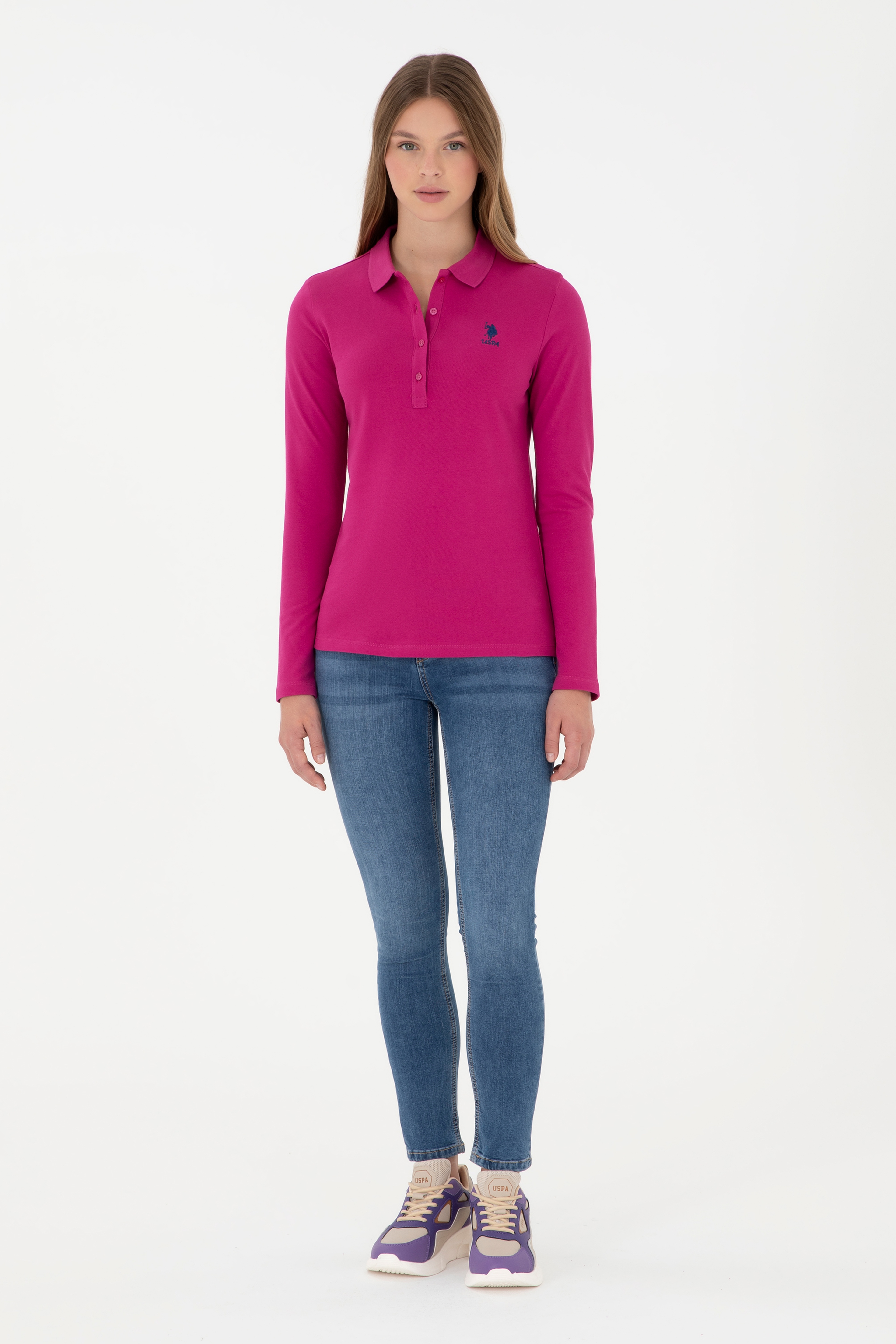 Kadın Fuşya Basic Sweatshirt - Image 4