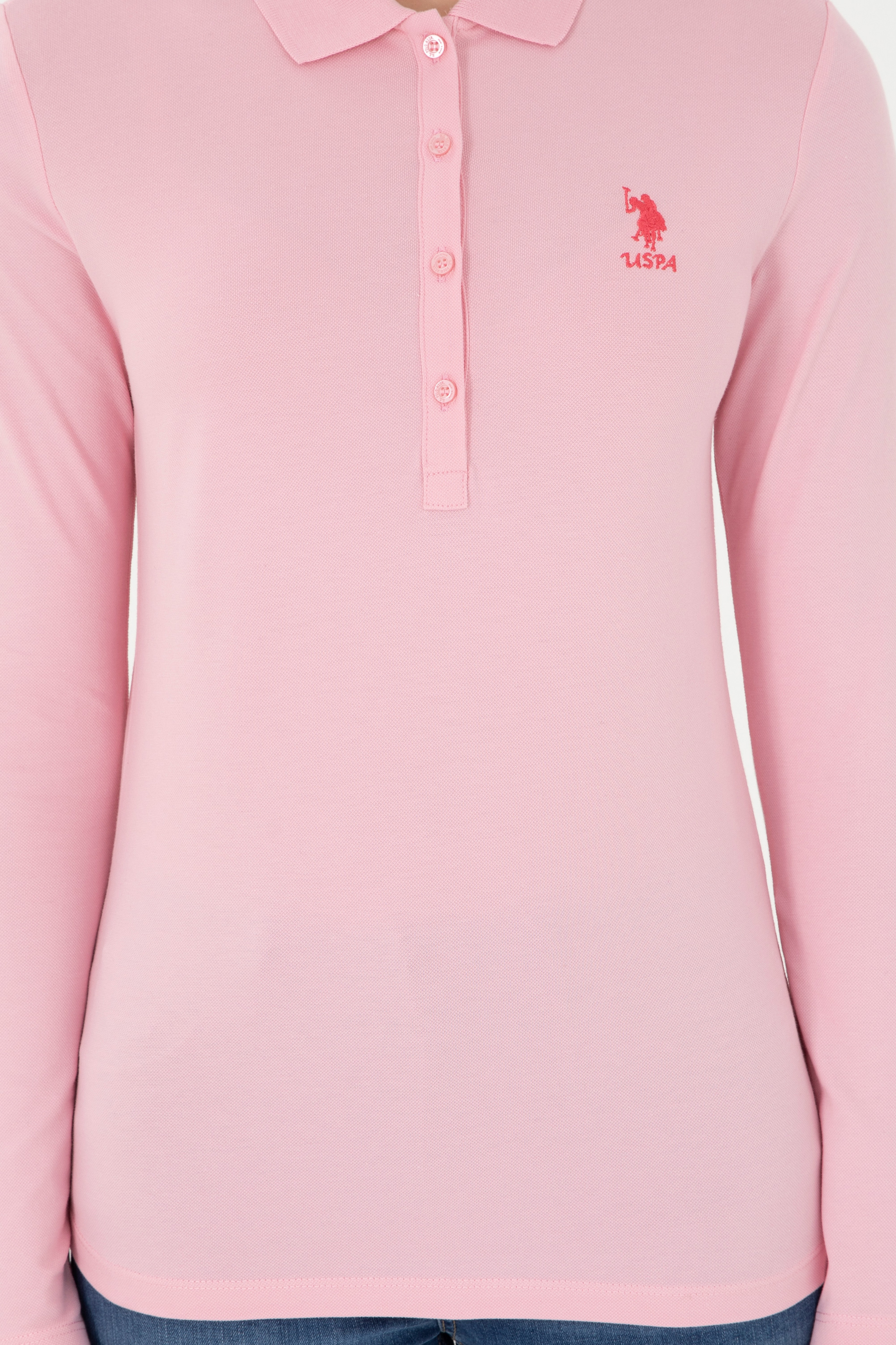 Kadın Pudra Basic Polo Yaka Sweatshirt - Image 6