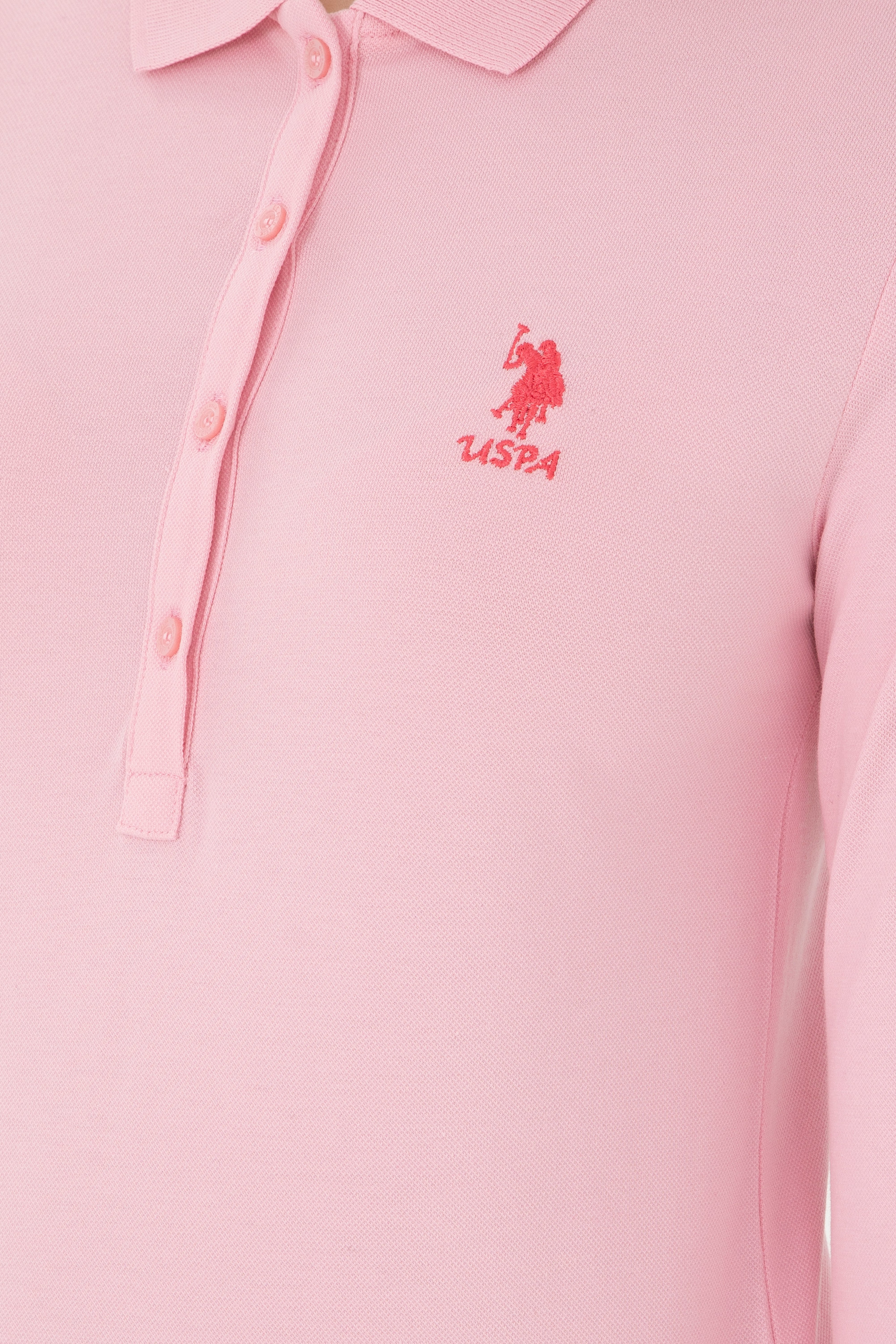 Kadın Pudra Basic Polo Yaka Sweatshirt