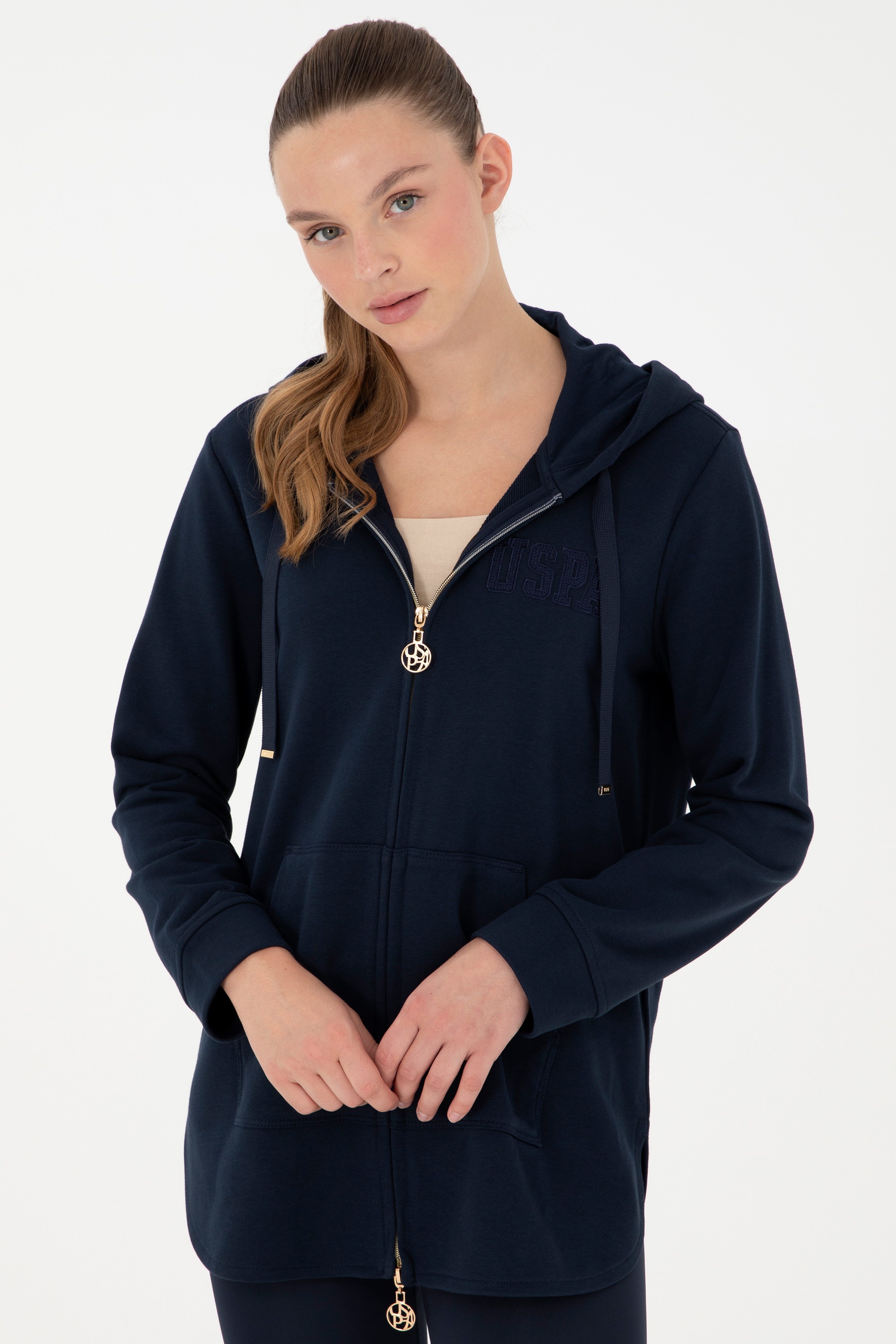 Kadın Lacivert Kapüşonlu Sweatshirt