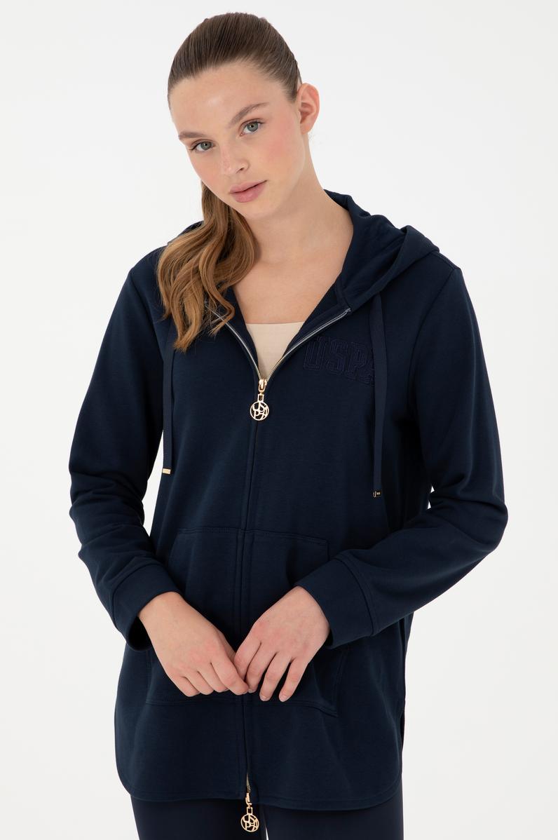 Kadın Lacivert Kapüşonlu Sweatshirt