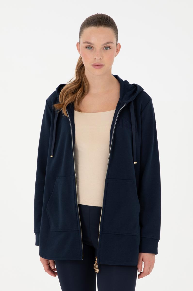 Kadın Lacivert Kapüşonlu Sweatshirt
