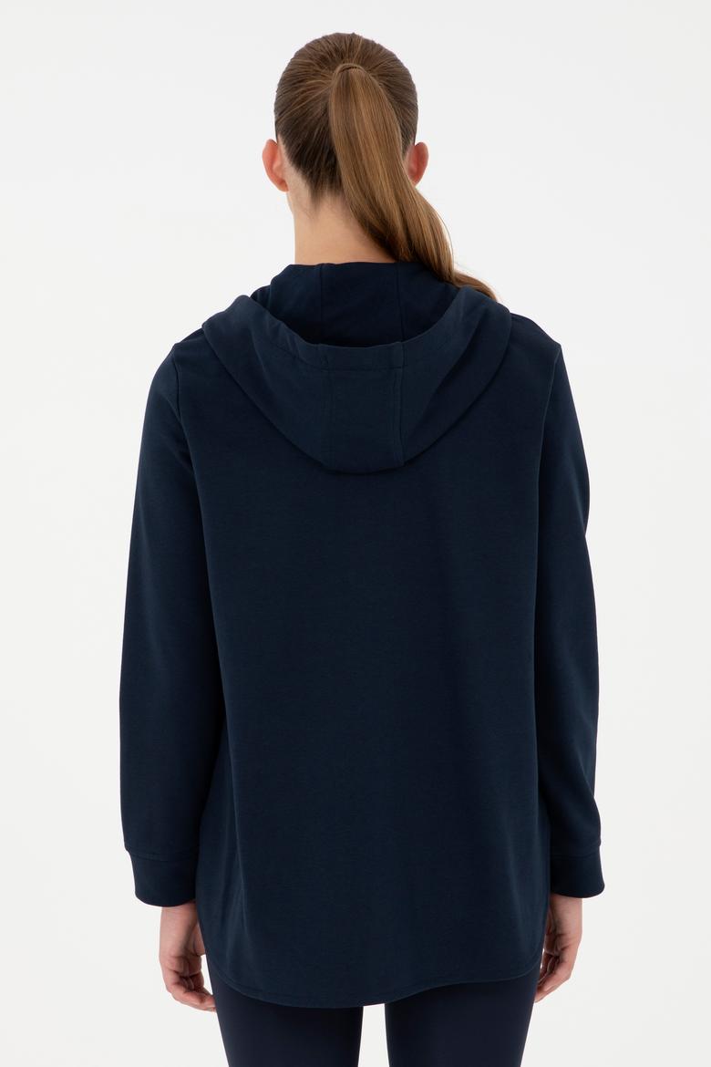 Kadın Lacivert Kapüşonlu Sweatshirt - 50289545006