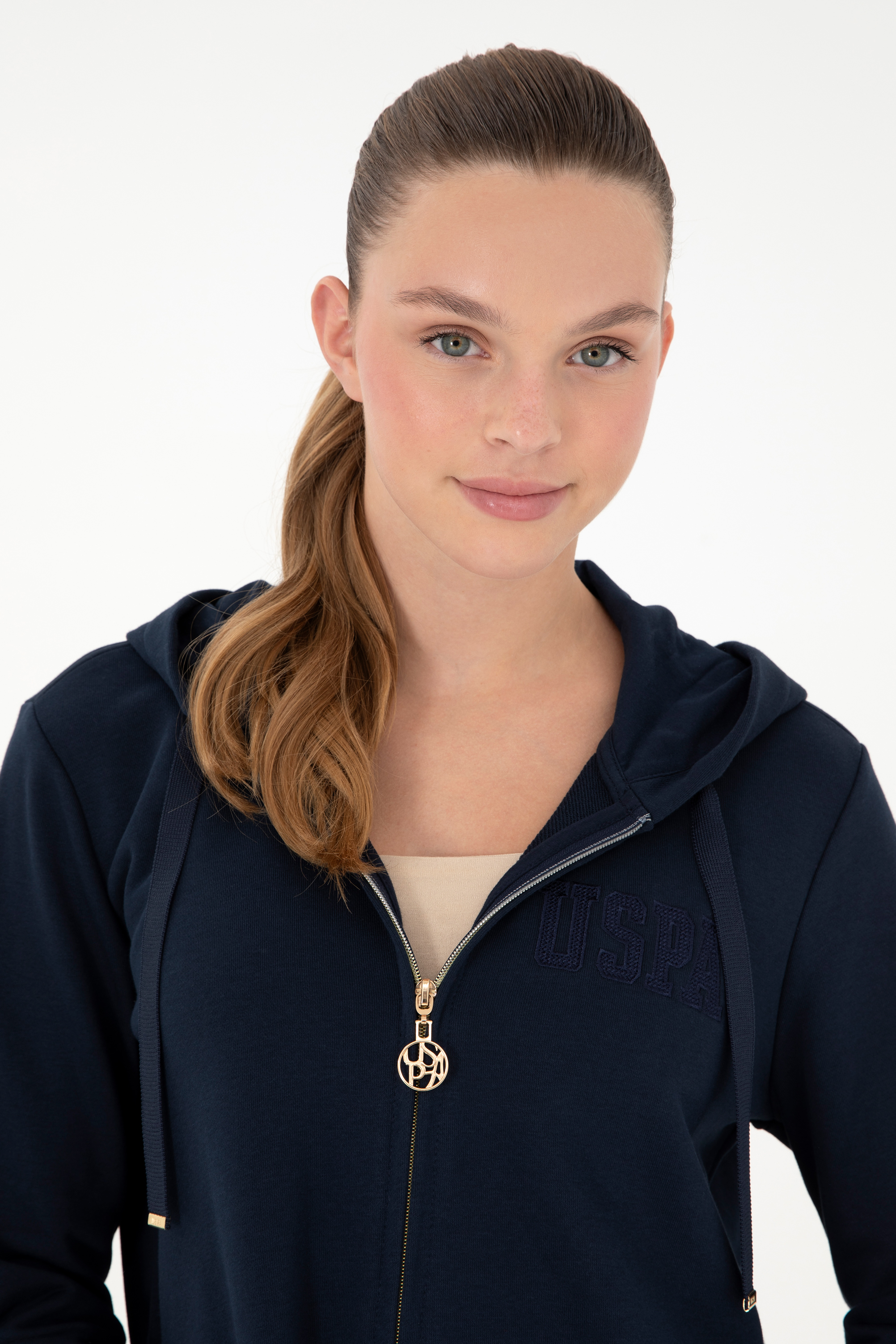 Kadın Lacivert Kapüşonlu Sweatshirt - Image 3