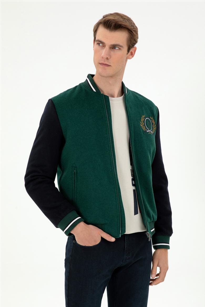 Erkek Koyu Yeşil Kaşe Mont