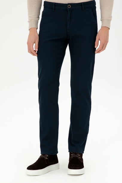 Erkek Regular Fit Lacivert Kanvas Pantolon
