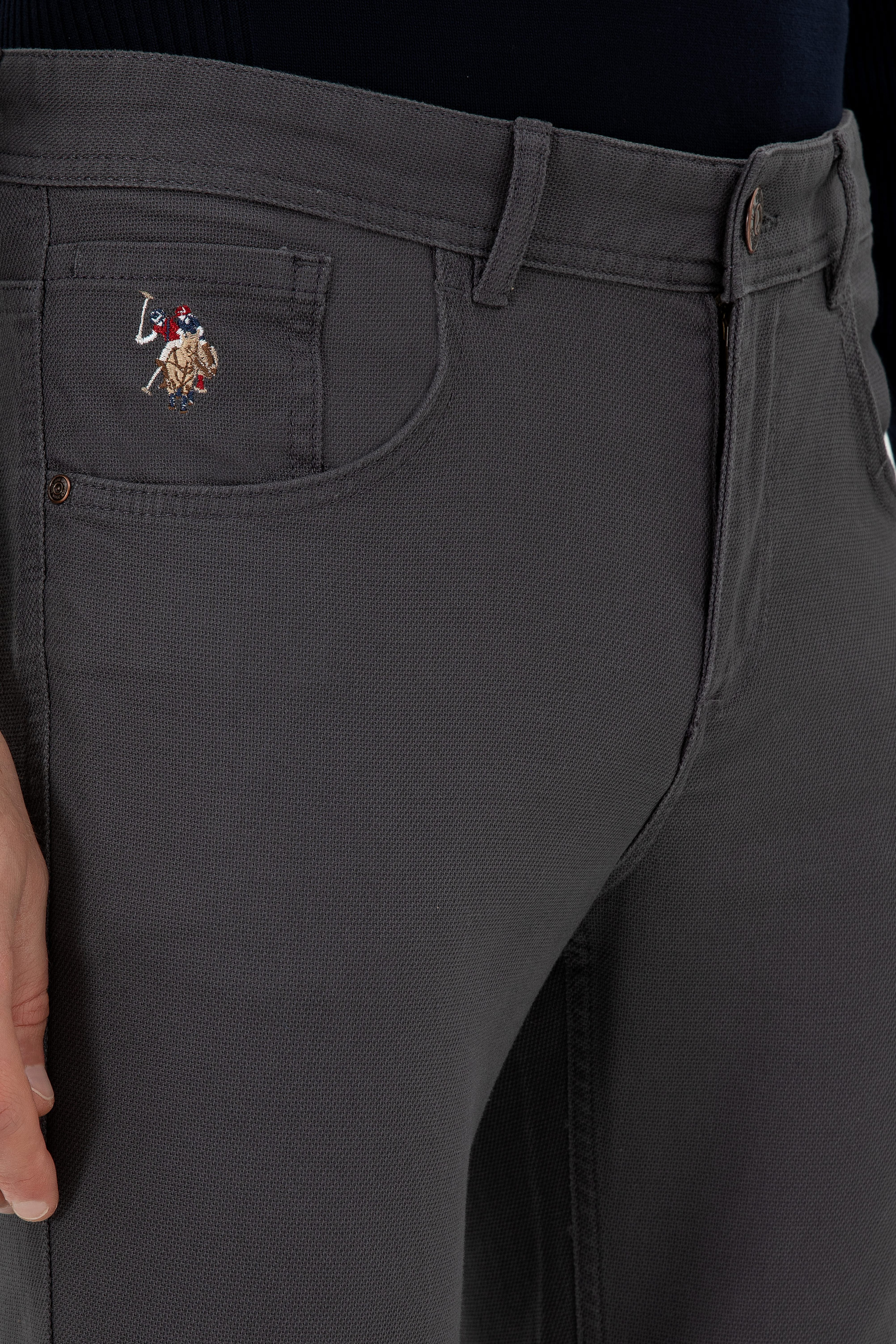 Erkek Slim Fit Antrasit Kanvas Pantolon