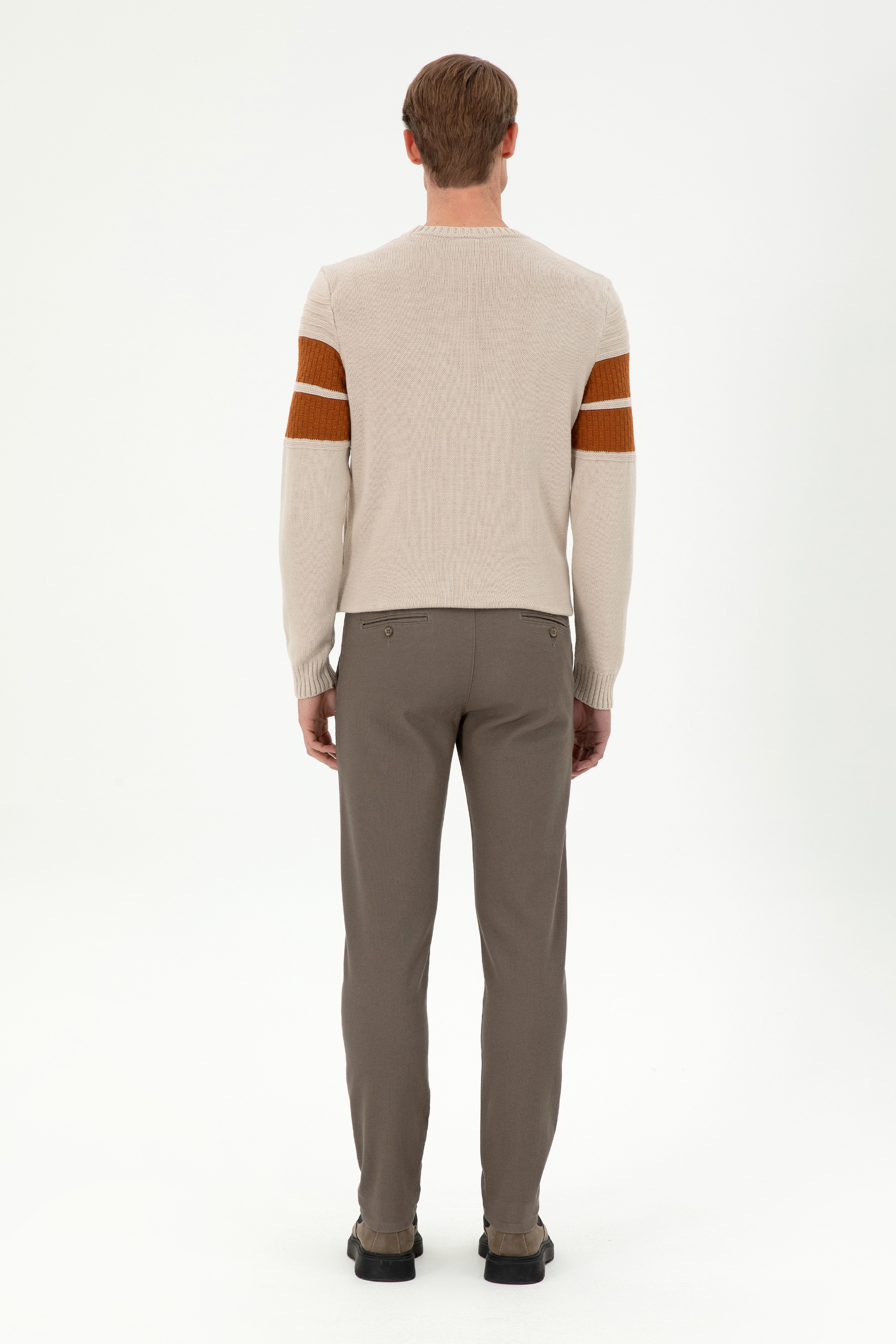Erkek Slim Fit Vizon Kanvas Pantolon