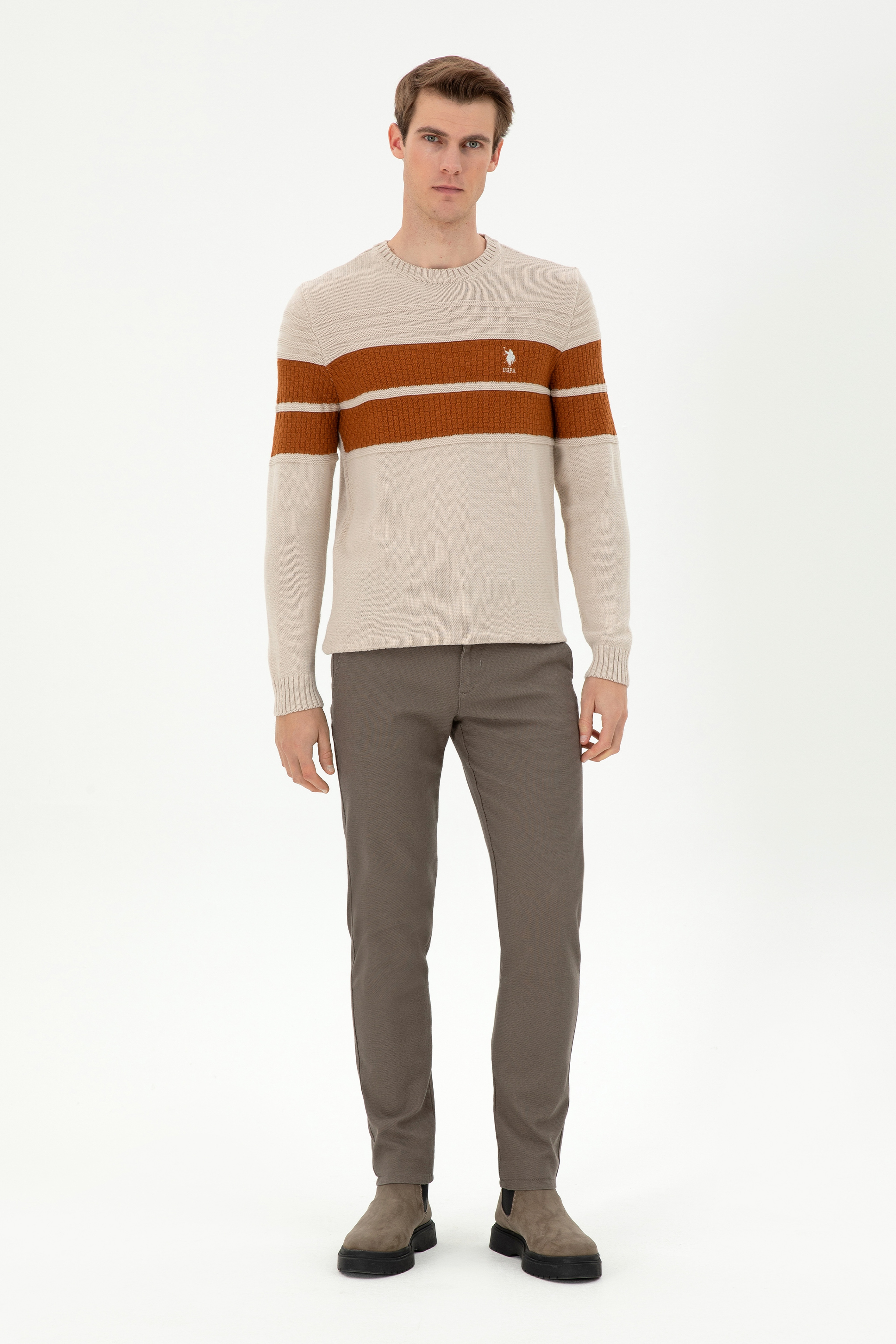 Erkek Slim Fit Vizon Kanvas Pantolon - Image 1