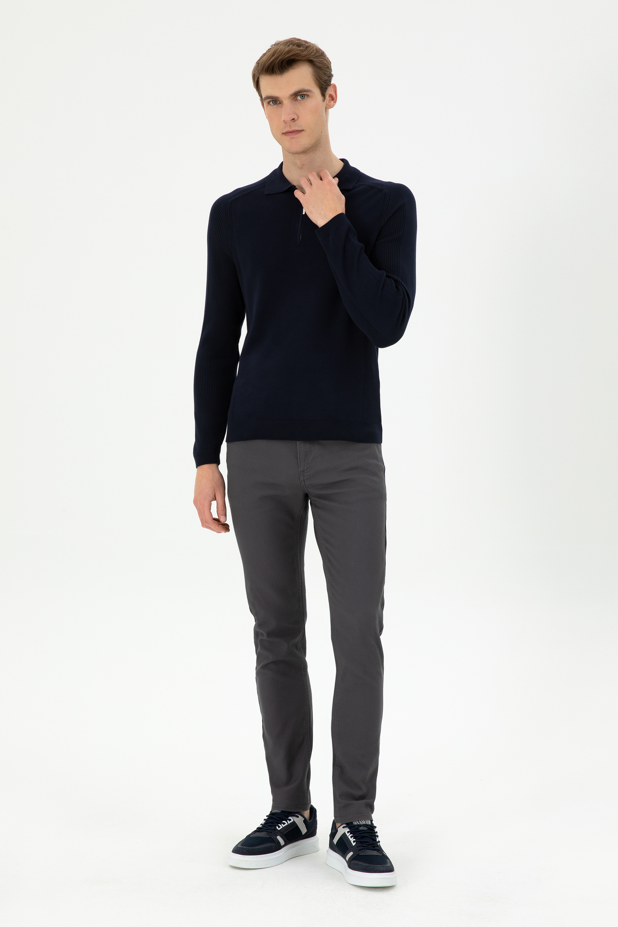 Erkek Slim Fit Antrasit Kanvas Pantolon