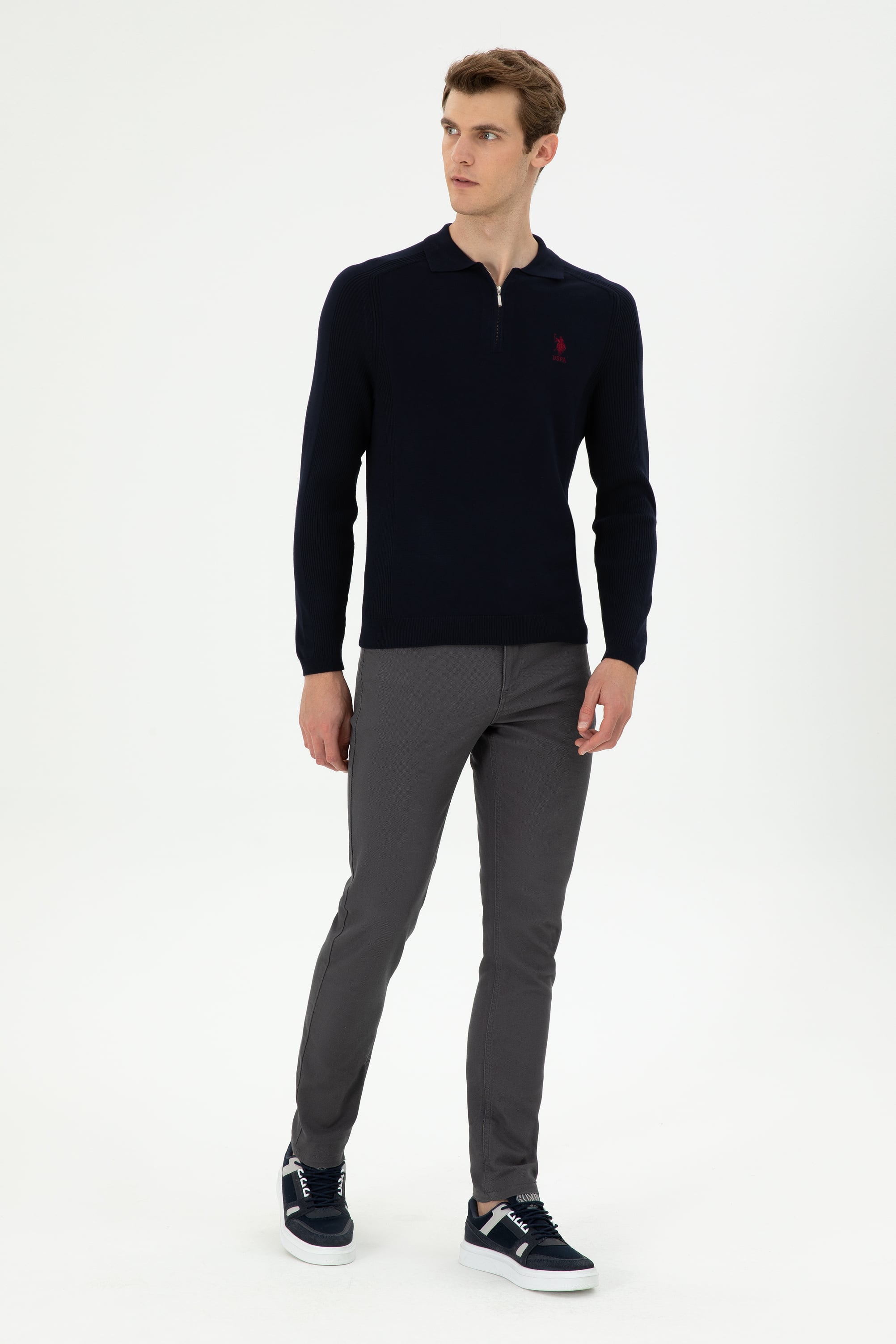 Erkek Slim Fit Antrasit Kanvas Pantolon