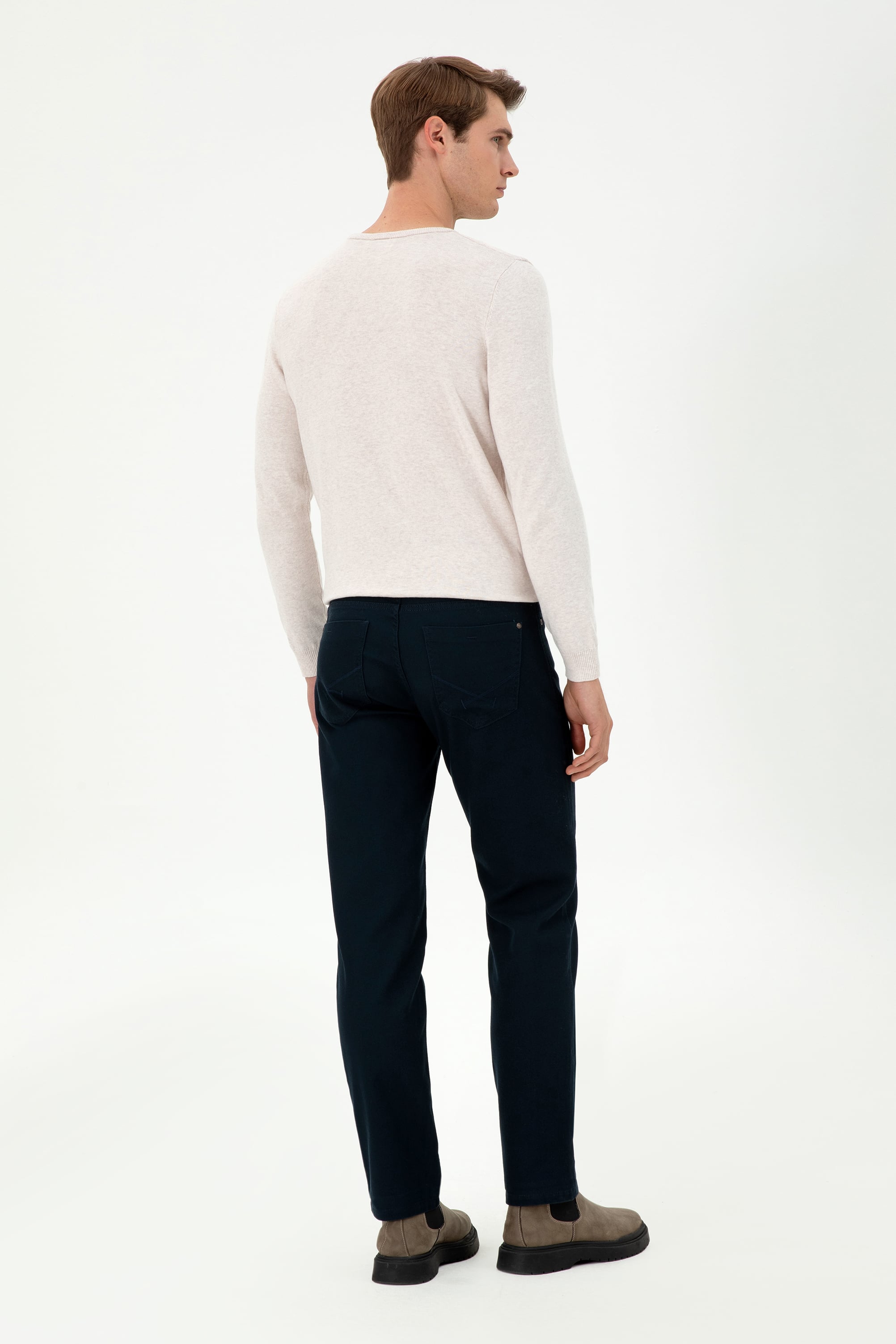 Erkek Regular Fit Lacivert Kanvas Pantolon - Image 4