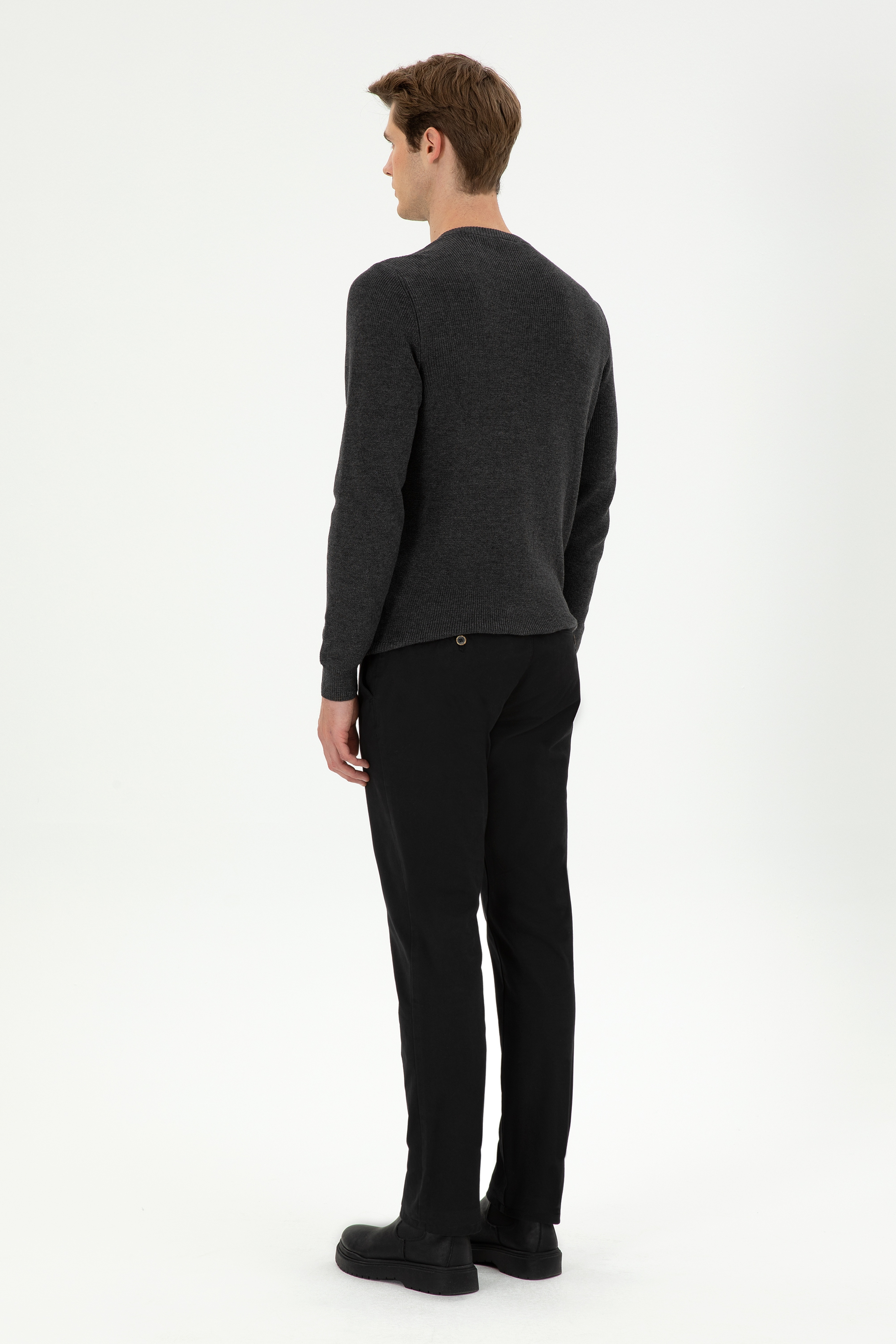 Erkek Regular Fit Siyah Kanvas Pantolon