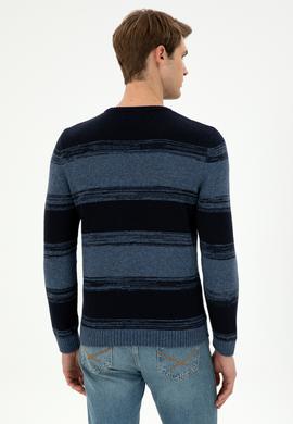 Erkek Slim Fit Bisiklet Yaka Saks Kazak - 50293115019