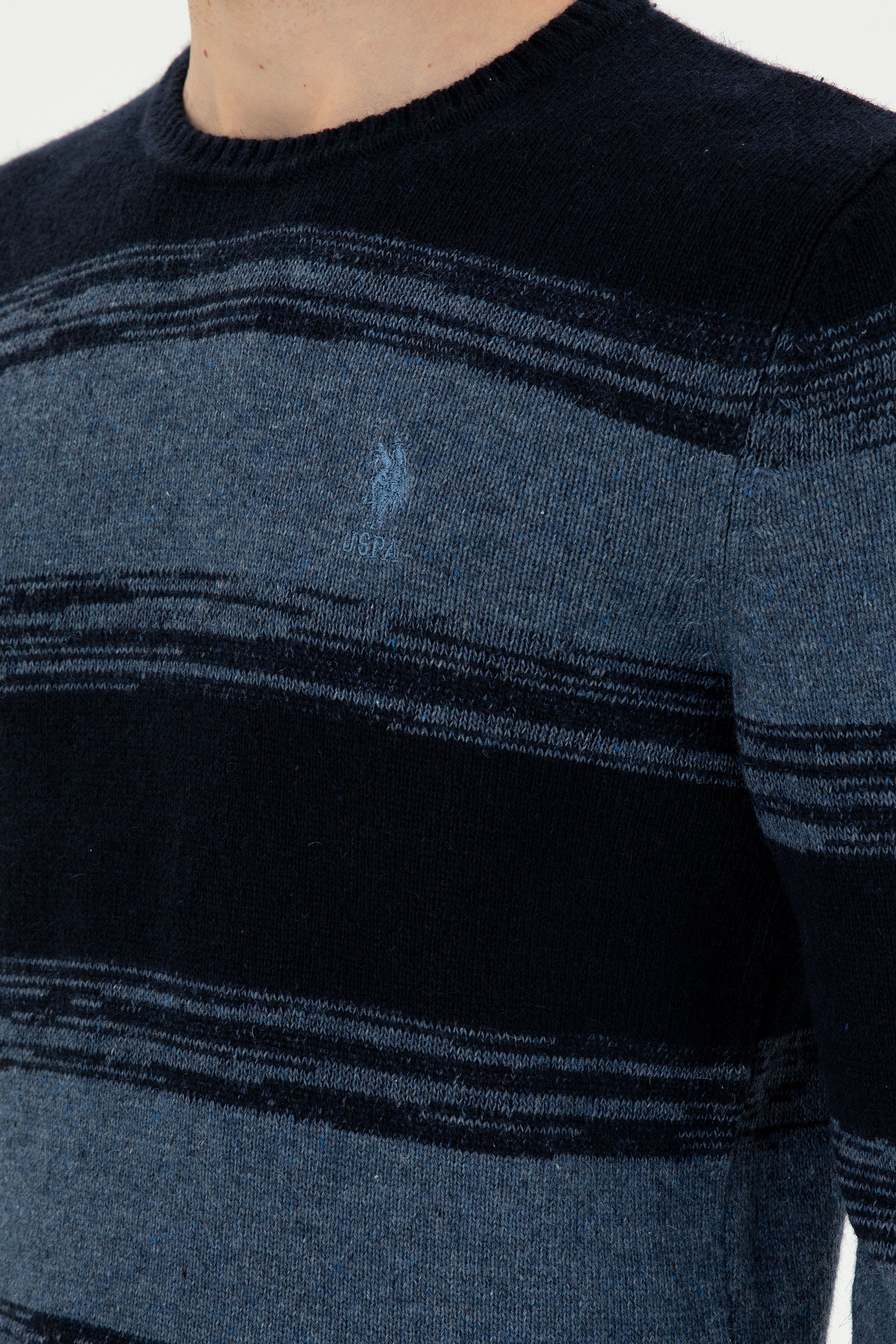Erkek Slim Fit Bisiklet Yaka Saks Kazak - Image 7