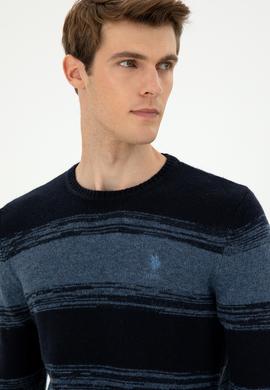 Erkek Slim Fit Bisiklet Yaka Saks Kazak - 50293115019