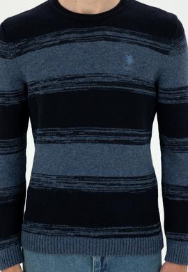 Erkek Slim Fit Bisiklet Yaka Saks Kazak - 50293115019