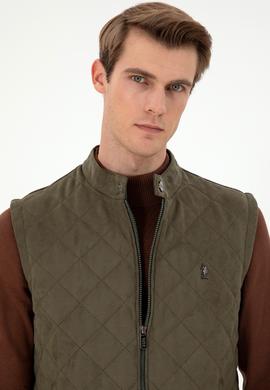 Erkek Haki Deri Ceket - 50297244004