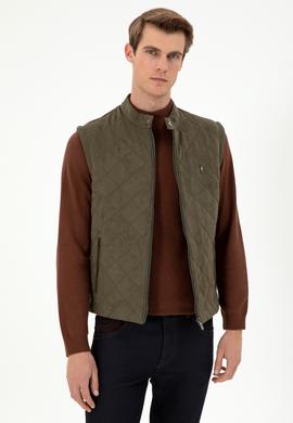 Erkek Haki Deri Ceket - 50297244004