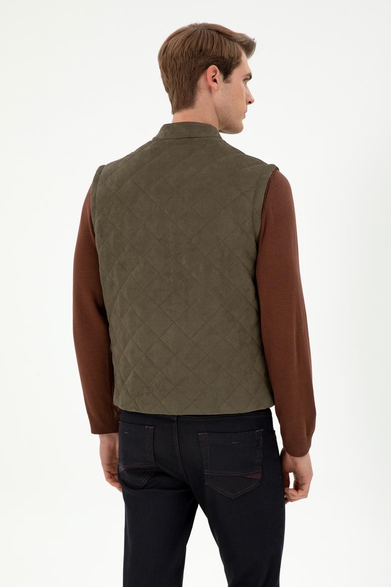 Erkek Haki Deri Ceket - 50297244004