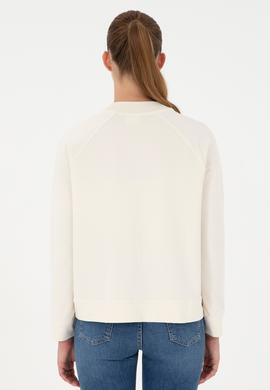 Kadın Krem Bisiklet Yaka Sweatshirt - 50296903041