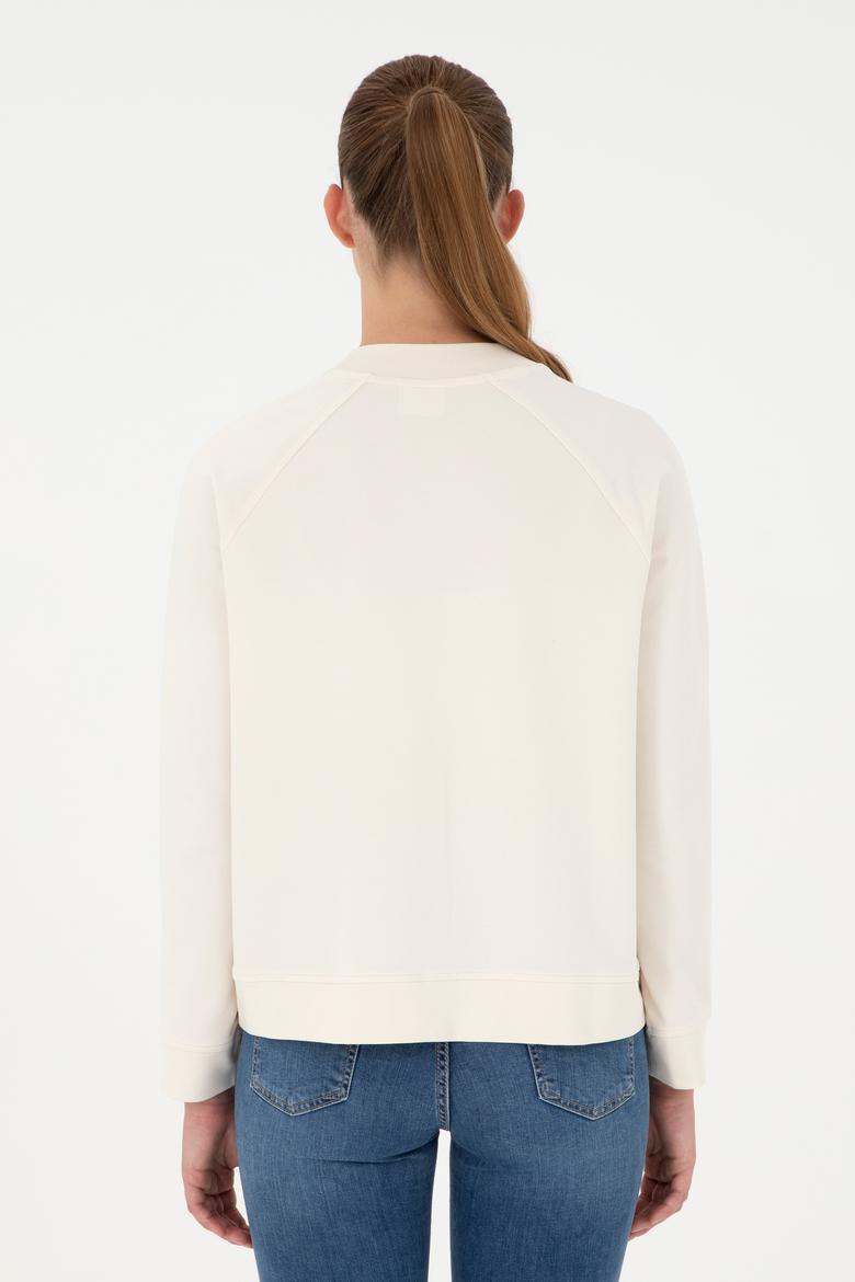 Kadın Krem Bisiklet Yaka Sweatshirt - 50296903041