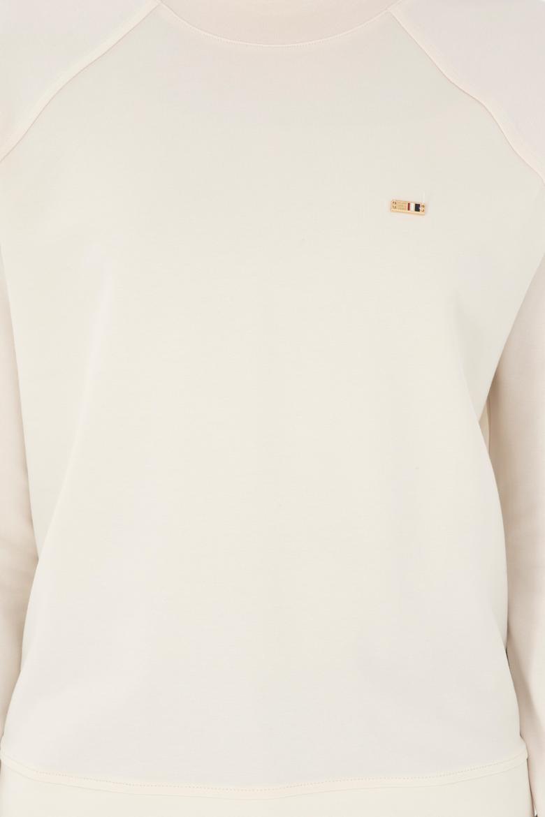 Kadın Krem Bisiklet Yaka Sweatshirt - 50296903041