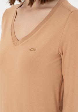Kadın Camel V Yaka Sweatshirt - 50289542128