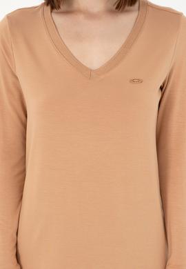 Kadın Camel V Yaka Sweatshirt - 50289542128