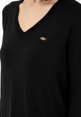 Kadın Siyah V Yaka Sweatshirt - 50289542006