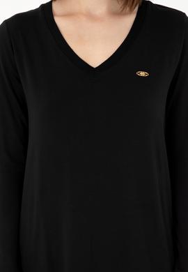 Kadın Siyah V Yaka Sweatshirt - 50289542006