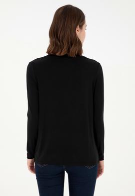 Kadın Siyah V Yaka Sweatshirt - 50289542006