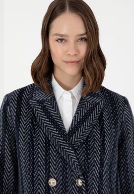 Kadın Lacivert Kaşe Kaban - 50291491019