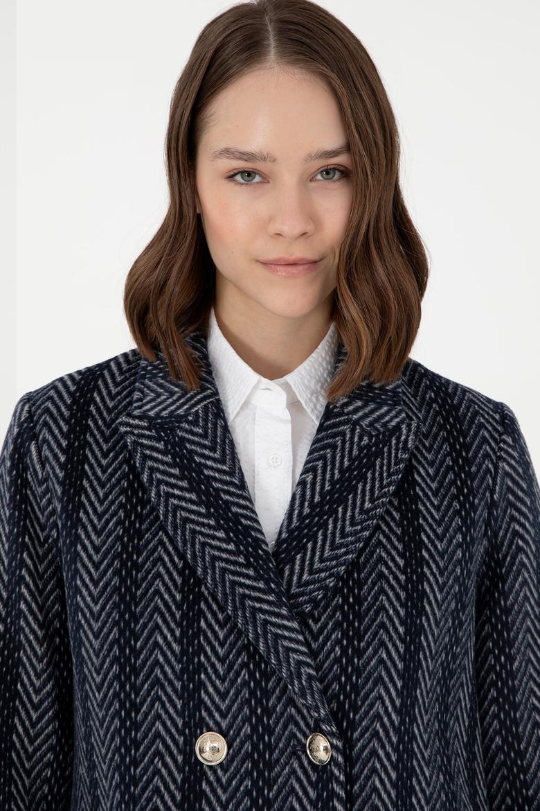 Kadın Lacivert Kaşe Kaban - 50291491019