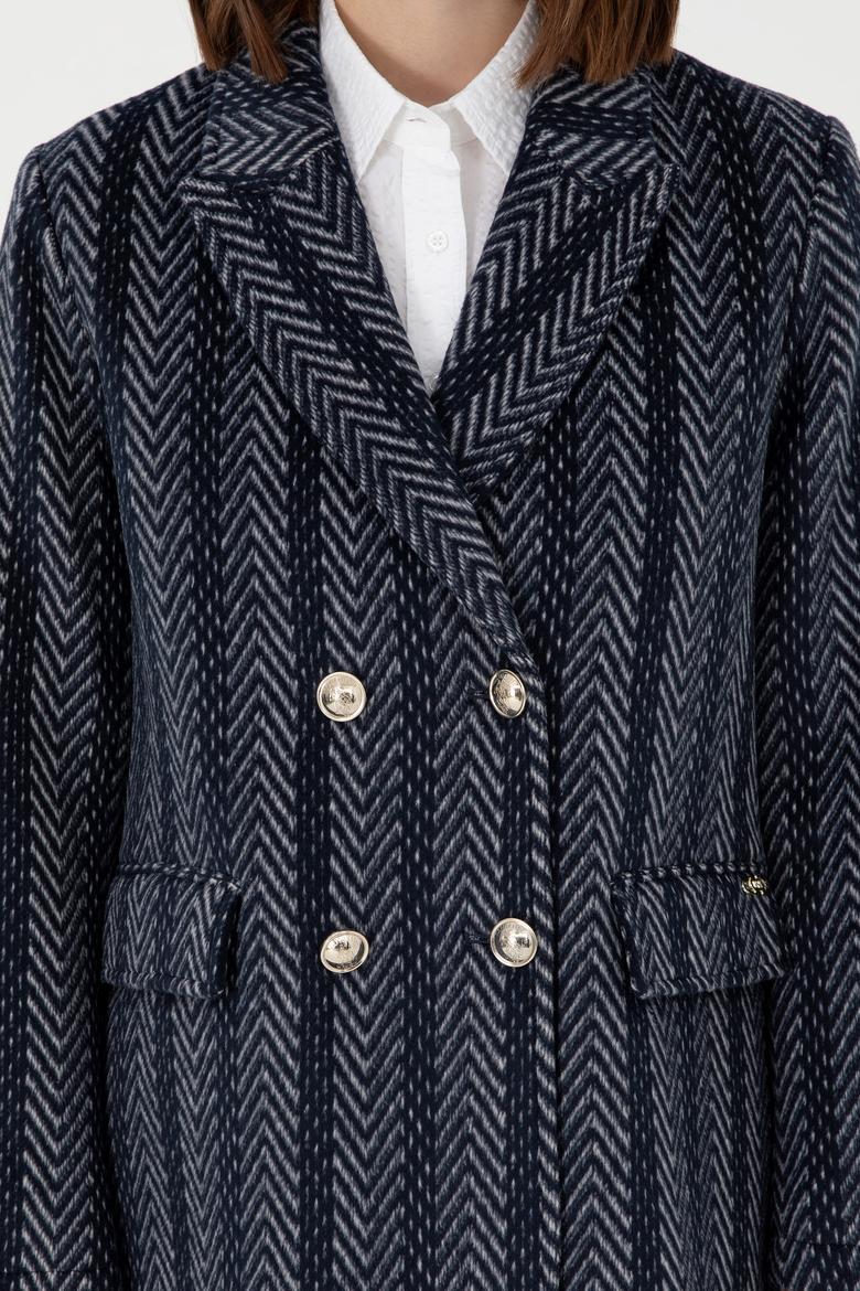 Kadın Lacivert Kaşe Kaban - 50291491019