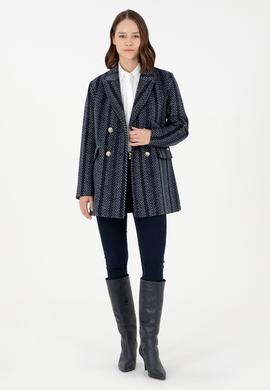 Kadın Lacivert Kaşe Kaban - 50291491019