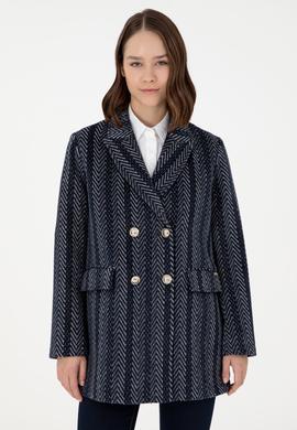 Kadın Lacivert Kaşe Kaban - 50291491019