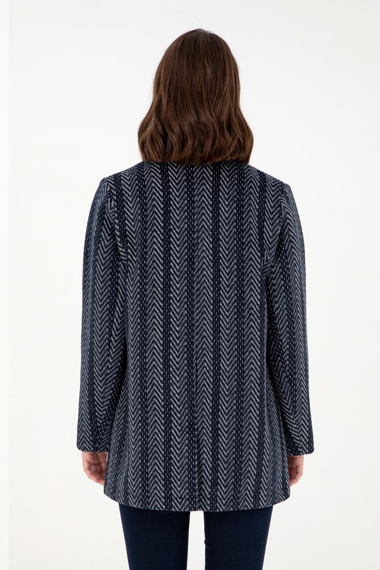 Kadın Lacivert Kaşe Kaban - 50291491019