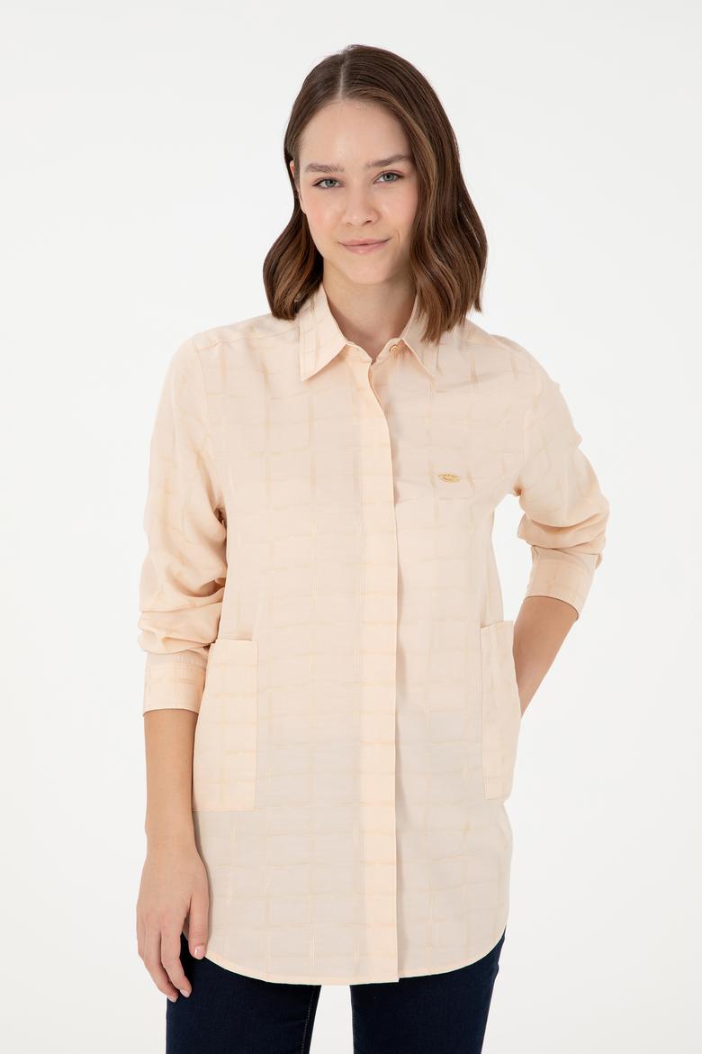 Kadın Ekru Uzun Kollu Tunik Gömlek - 50289890010