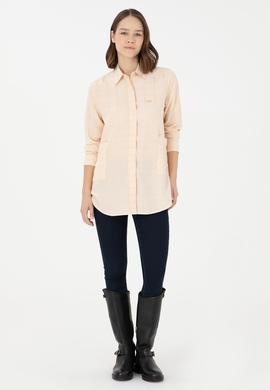 Kadın Ekru Uzun Kollu Tunik Gömlek - 50289890010